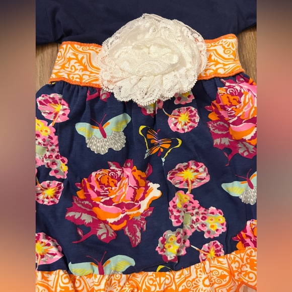 ADORABLE NWT! Ann Loren Navy and Orange girls Set size 2/3T - Picture 3 of 5